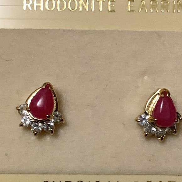 New vintage pink Rhodonite earrings - Picture 1 of 8